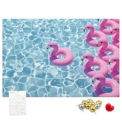 Pitypangok és flamingók mintás parafatábla