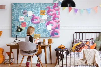 Pitypangok és flamingók mintás parafatábla