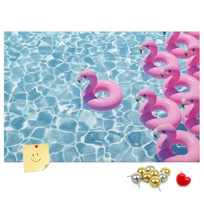 Pitypangok és flamingók mintás parafatábla