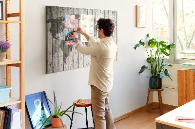 Világtérkép mintás fali parafa üzenőtábla