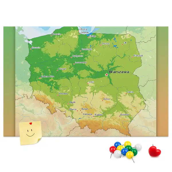 Parafa üzenőtábla Lengyelország fizikai térképével