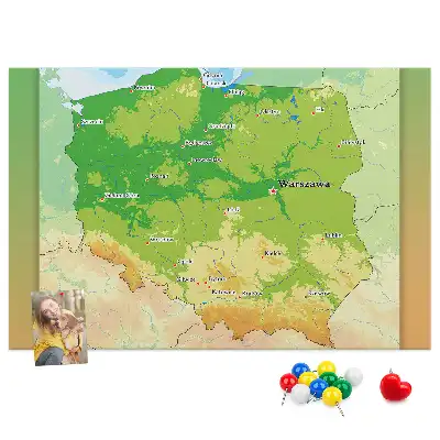 Parafa üzenőtábla Lengyelország fizikai térképével