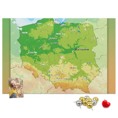 Parafa üzenőtábla Lengyelország fizikai térképével