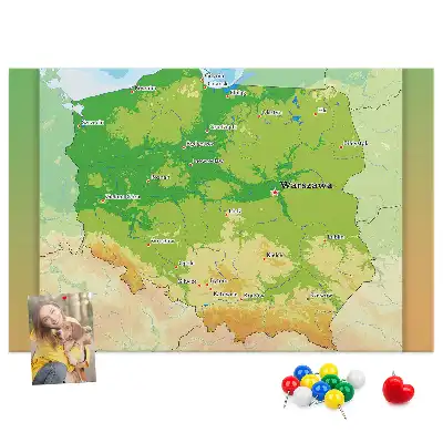 Parafa üzenőtábla Lengyelország fizikai térképével
