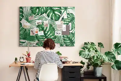 Monstera levelek mintás parafatábla