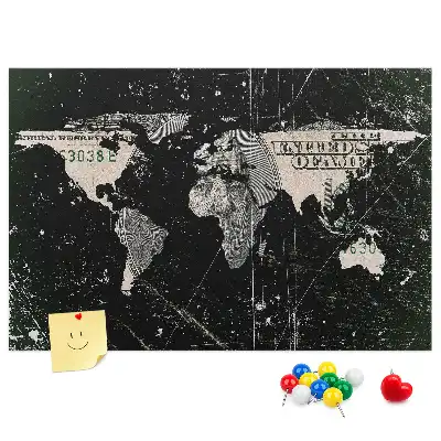 Parafatábla világtérkép dollár mintával