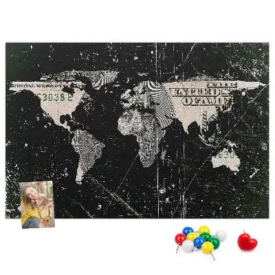 Parafatábla világtérkép dollár mintával