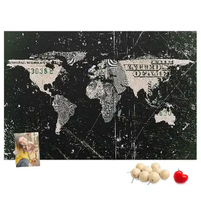 Parafatábla világtérkép dollár mintával