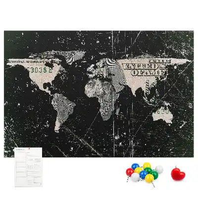 Parafatábla világtérkép dollár mintával