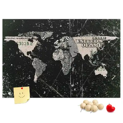 Parafatábla világtérkép dollár mintával