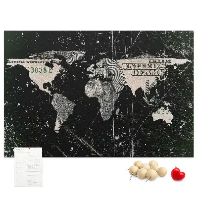 Parafatábla világtérkép dollár mintával
