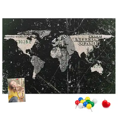 Parafatábla világtérkép dollár mintával