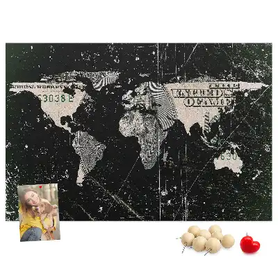 Parafatábla világtérkép dollár mintával