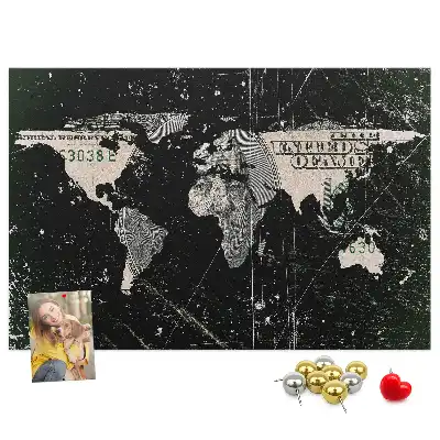 Parafatábla világtérkép dollár mintával