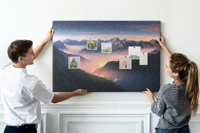 Fali parafa üzenőtábla Hegycsúcsok tájkép mintával