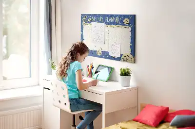 Fali parafa üzenőtábla kozmikus heti tervező mintával