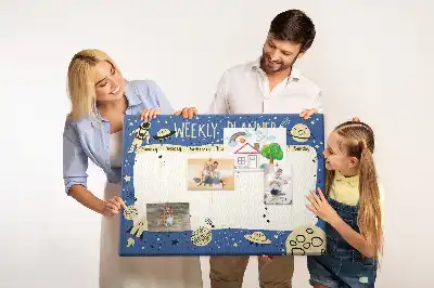 Fali parafa üzenőtábla kozmikus heti tervező mintával