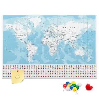 Kontinenstérkép illusztráció parafatáblán