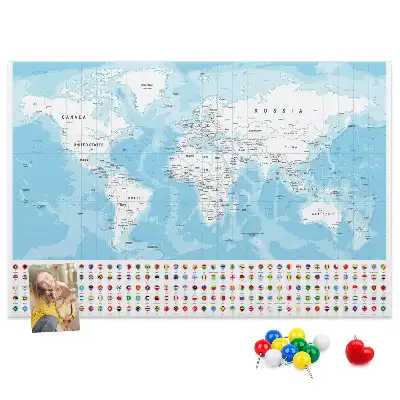 Kontinenstérkép illusztráció parafatáblán