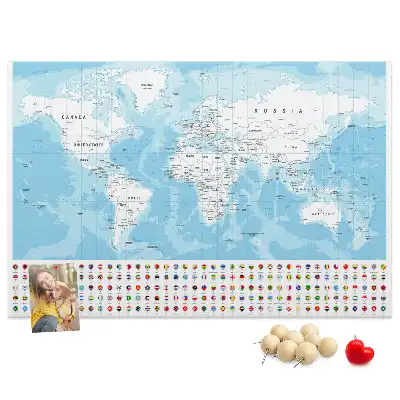 Kontinenstérkép illusztráció parafatáblán