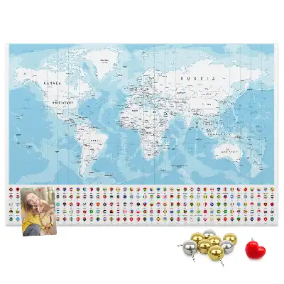Kontinenstérkép illusztráció parafatáblán
