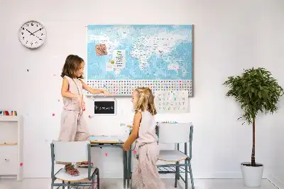 Kontinenstérkép illusztráció parafatáblán
