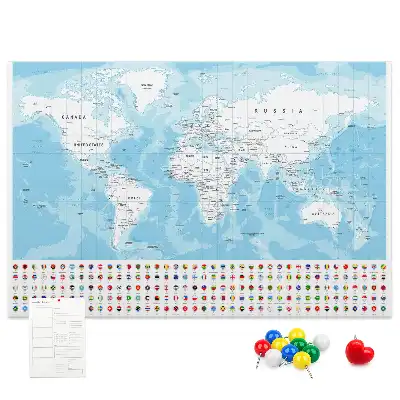 Kontinenstérkép illusztráció parafatáblán