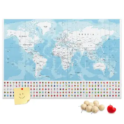 Kontinenstérkép illusztráció parafatáblán