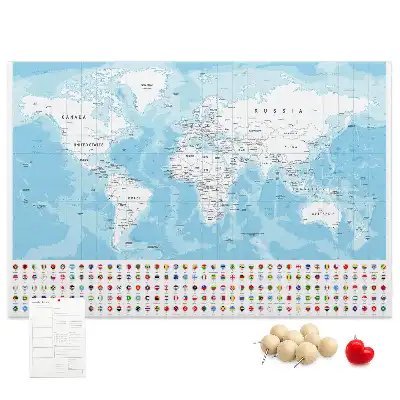 Kontinenstérkép illusztráció parafatáblán