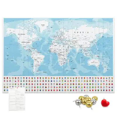 Kontinenstérkép illusztráció parafatáblán