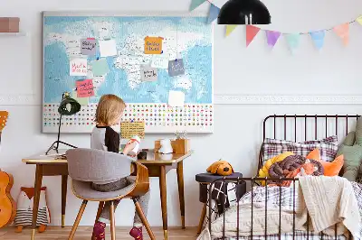 Kontinenstérkép illusztráció parafatáblán
