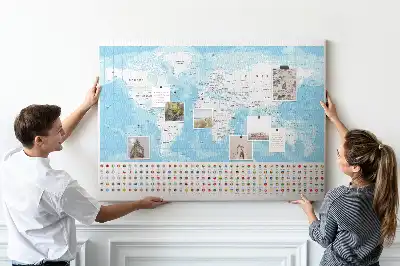 Kontinenstérkép illusztráció parafatáblán