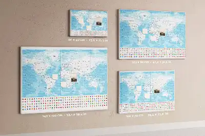 Kontinenstérkép illusztráció parafatáblán