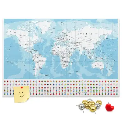Kontinenstérkép illusztráció parafatáblán