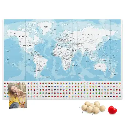 Kontinenstérkép illusztráció parafatáblán