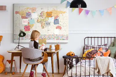 Világtérkép mintás fali parafa üzenőtábla