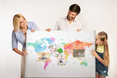 Akvarell világtérkép mintás fali parafa üzenőtábla