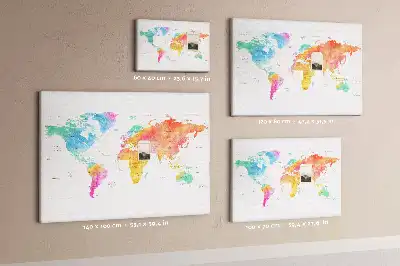 Akvarell világtérkép mintás fali parafa üzenőtábla