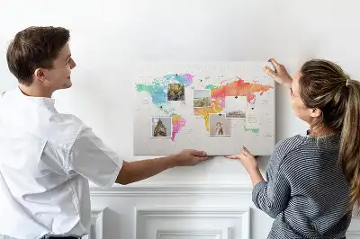 Akvarell világtérkép mintás fali parafa üzenőtábla