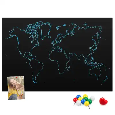 Világtérkép körvonalas fali parafa üzenőtábla
