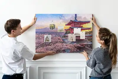 Japán építészet mintás fali parafa üzenőtábla