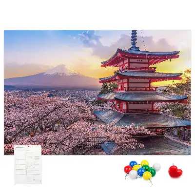 Japán építészet mintás fali parafa üzenőtábla