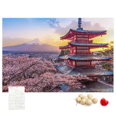 Japán építészet mintás fali parafa üzenőtábla