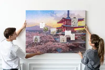 Japán építészet mintás fali parafa üzenőtábla
