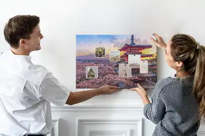 Japán építészet mintás fali parafa üzenőtábla