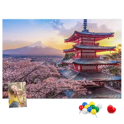 Japán építészet mintás fali parafa üzenőtábla