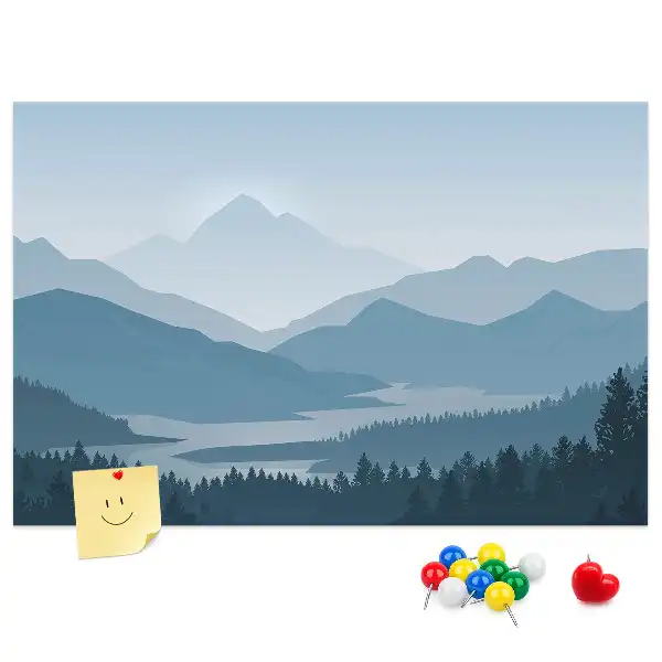 Hegylánc panoráma mintás fali parafa üzenőtábla