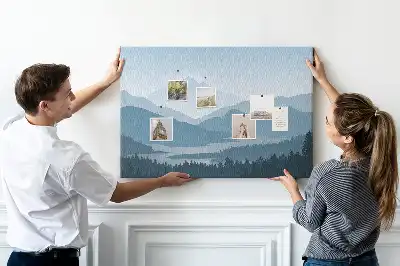 Hegylánc panoráma mintás fali parafa üzenőtábla