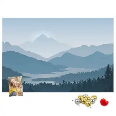 Hegylánc panoráma mintás fali parafa üzenőtábla