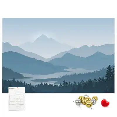Hegylánc panoráma mintás fali parafa üzenőtábla